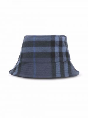 Kostkovaný kašmírový vlněný klobouk Burberry modrý