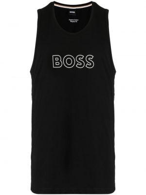 Bavlnená košeľa s potlačou Boss čierna