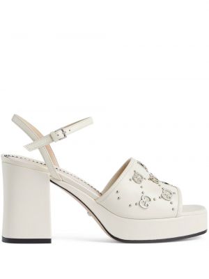 Sandales à plateforme cloutées Gucci blanc