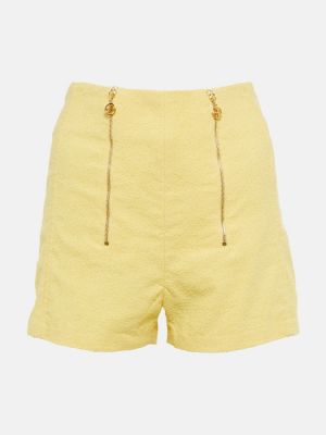 Pantaloni scurți cu talie înaltă din tweed Patou galben