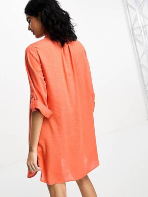 Платье-рубашка с длинным рукавом оверсайз Accessorize оранжевое