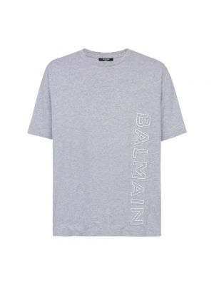 T-shirt con stampa Balmain grigio