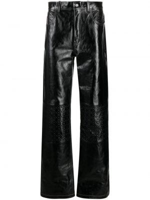Δερμάτινο παντελόνι με ίσιο πόδι Marine Serre μαύρο