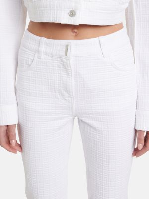 Bombažne ravne hlače z visokim pasom Givenchy bela