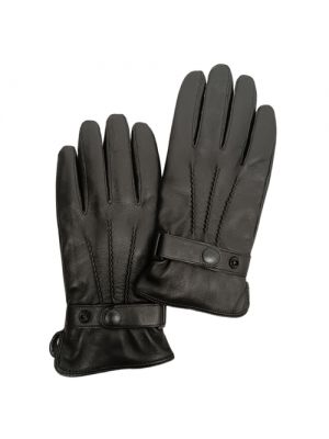 Черные шерстяные кожаные перчатки Elegante