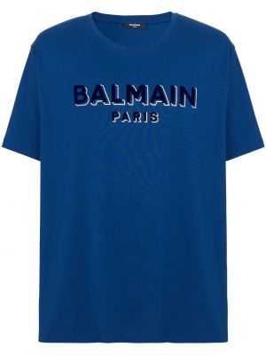 T-shirt en coton Balmain bleu