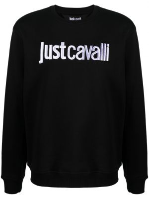 Medvilninis siuvinėtas džemperis Just Cavalli juoda