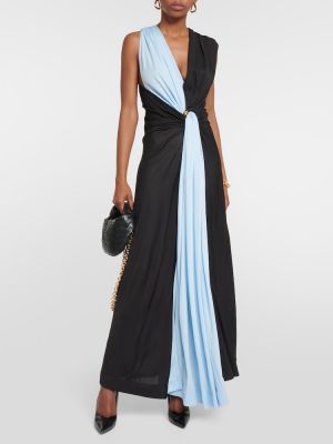 Sukienka długa z dżerseju drapowana Bottega Veneta czarna