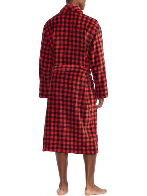 Клетчатый длинный халат с длинным рукавом с шалевым воротником Polo Ralph Lauren красный