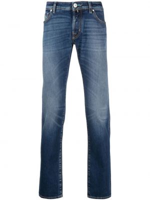 Modré slim fit skinny džíny s výšivkou Jacob Cohen