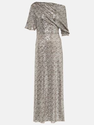 Vestito lungo con stampa leopardato Diane Von Furstenberg argento