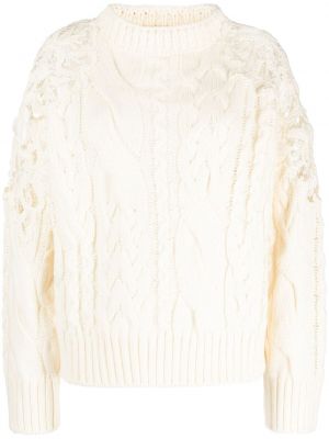 Μακρύ πουλόβερ με δαντέλα Ermanno Scervino λευκό