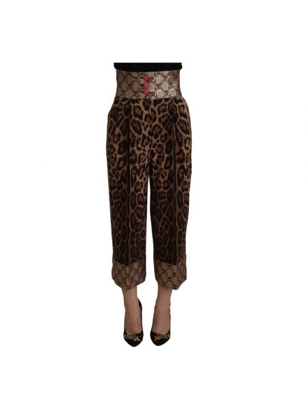 Spodnie z wysoką talią Dolce And Gabbana brązowe