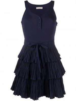 Mini šaty bez rukávov s volánmi Ulla Johnson modrá