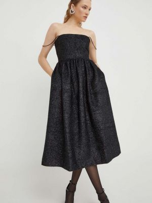 Vlněné midi šaty Stine Goya černé