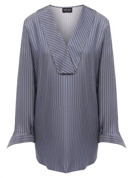 Шелковая блузка Giorgio Armani голубая