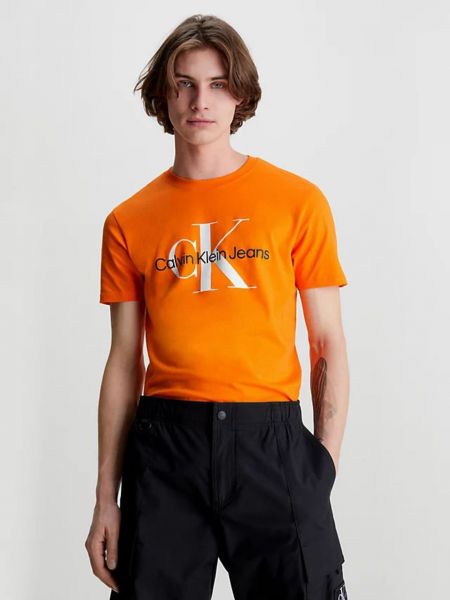 Tričko Calvin Klein Jeans oranžové