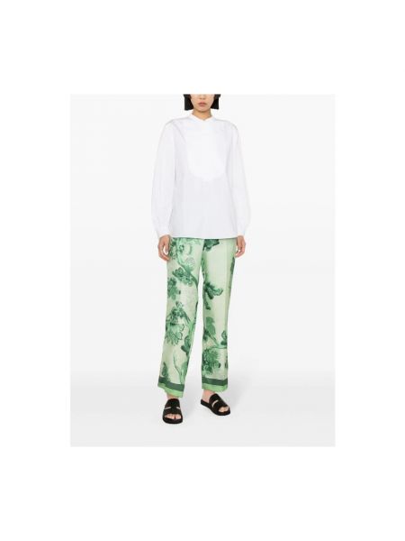 Pantalones de seda de flores con estampado F.r.s For Restless Sleepers verde
