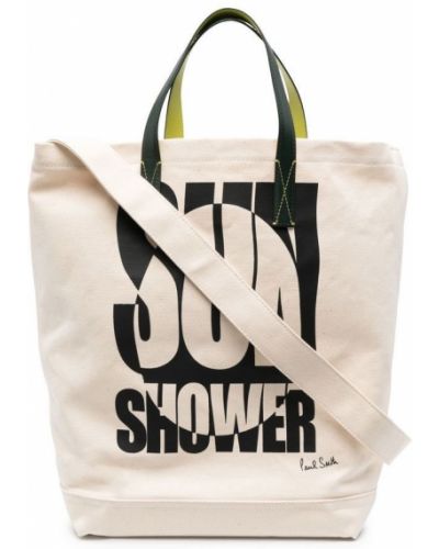 Τσάντα shopper με σχέδιο Paul Smith μπεζ
