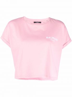 Тениска с принт Balmain розово