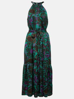 Aksamitna satynowa sukienka midi z nadrukiem Velvet