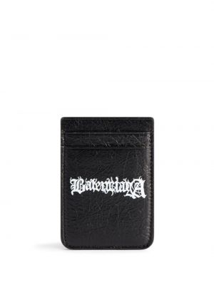 Δερμάτινος πορτοφόλι με σχέδιο Balenciaga μαύρο