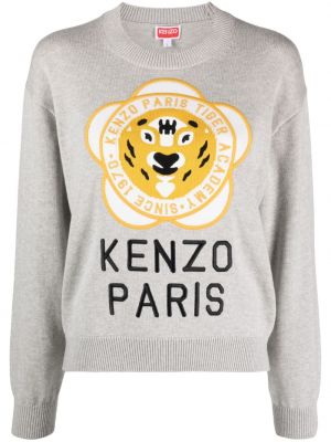 Volneni pulover s tigrastim vzorcem Kenzo siva