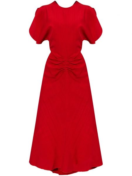 Rozkloszowana sukienka drapowana Victoria Beckham czerwona