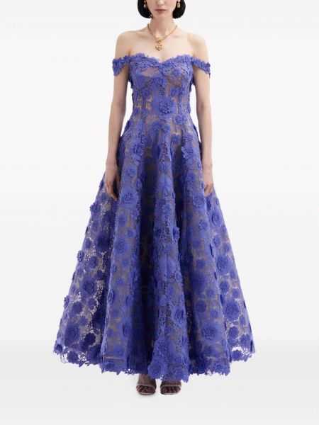 Gėlėtas vakarinė suknelė Oscar De La Renta violetinė