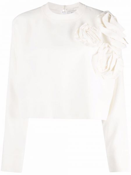 Blusa de flores con apliques Valentino blanco