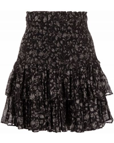Falda de flores con estampado con volantes Isabel Marant étoile negro