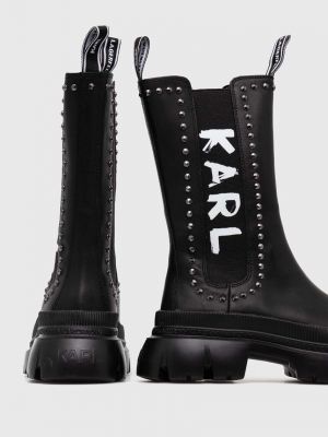 Bőr csizma Karl Lagerfeld fekete