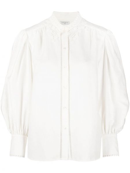 Camisa con bordado de encaje Sandro Paris blanco