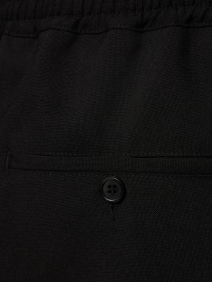 Μάλλινο παντελόνι cargo με τροπικά μοτίβα Marni μαύρο