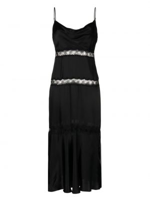 Czarna jedwabna sukienka midi koronkowa Kiki De Montparnasse