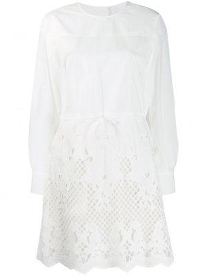 Sukienka długa na guziki bawełniana z wiskozy See By Chloe - biały