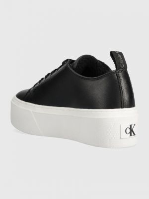 Bőr sneakers Calvin Klein Jeans fekete