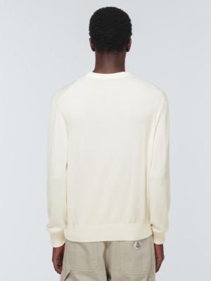 Памучен пуловер Moncler бяло