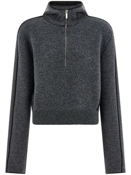Плетен вълнен къс пуловер Ferragamo сиво
