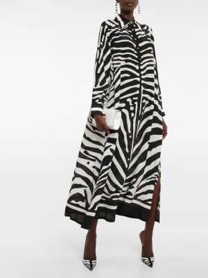 Hodvábne dlouhé šaty so vzorom zebry Dolce&gabbana