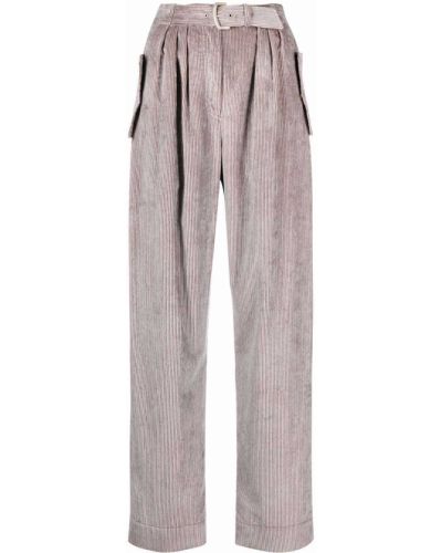 Pantalones de cintura alta de pana Alberta Ferretti gris