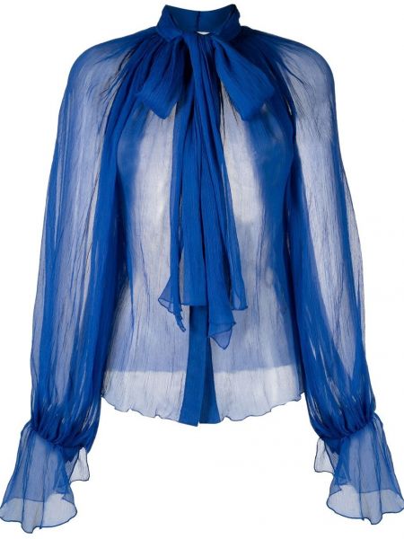 Копринена блуза с панделка Atu Body Couture синьо