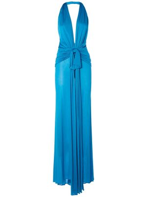 Drapiruotas maksi suknelė iš viskozės Blumarine mėlyna
