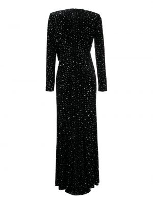 Aksamitna sukienka wieczorowa z perełkami Badgley Mischka czarna