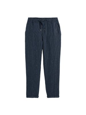Pantalones de chándal de lino a rayas La Redoute Collections azul