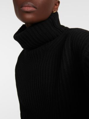 Jersey cuello alto de lana con cuello alto de tela jersey Joseph negro