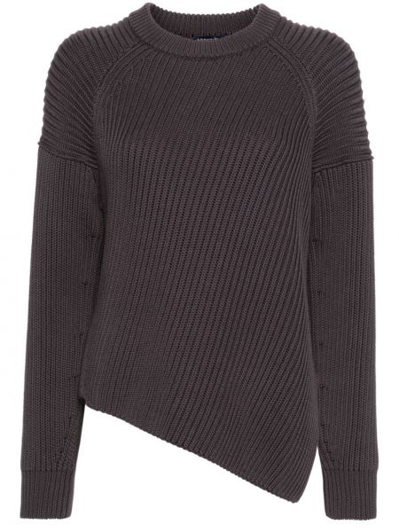 Асиметричен памучен пуловер Soeur сиво