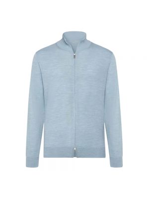 Sweter z wełny merino Boggi Milano niebieski