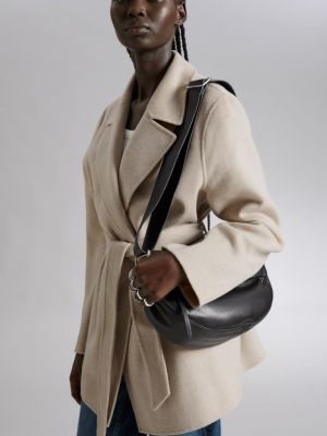 Короткое пальто с поясом H&M серый