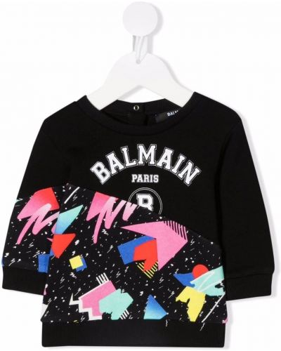 Trykt bomull sweatshirt for jenter Balmain Kids svart